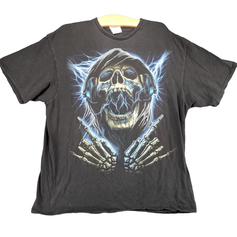 Delta Pro Weight Rock And Roll Skeleton T-Shirt Womens XL Black Preshrunk Cotton